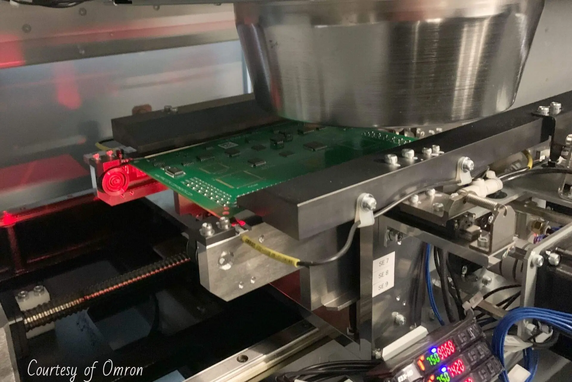 Inside of an Automated Optical Inspection machine for printed circuit boards.